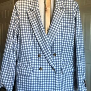 Blue Checkered Woman Blazer